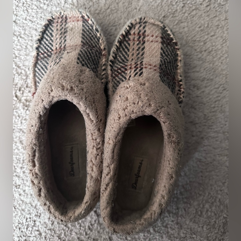 Dearfoams Plaid Slippers with Faux Fur